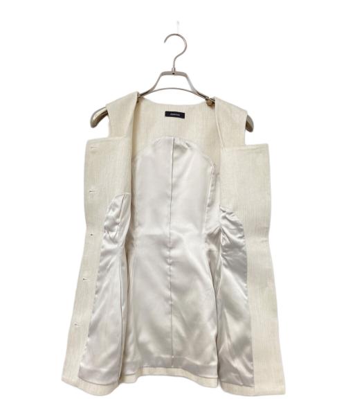 anuans（アニュアンス）anuans (アニュアンス) バンピーストライプジャガードぺプラムブラウス ホワイト サイズ:Fの古着・服飾アイテム