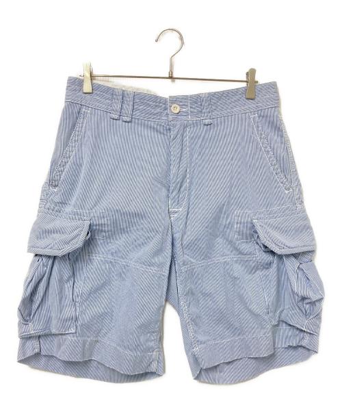 POLO RALPH LAUREN（ポロ・ラルフローレン）POLO RALPH LAUREN (ポロ・ラルフローレン) ストライプハーフカーゴパンツ ブルー サイズ:32の古着・服飾アイテム
