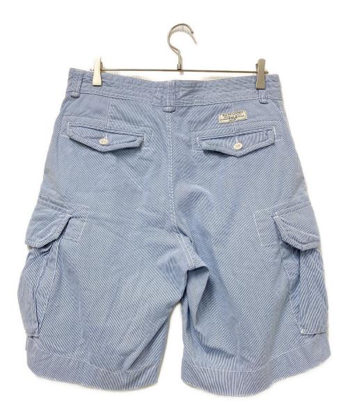 POLO RALPH LAUREN（ポロ・ラルフローレン）POLO RALPH LAUREN (ポロ・ラルフローレン) ストライプハーフカーゴパンツ ブルー サイズ:32の古着・服飾アイテム