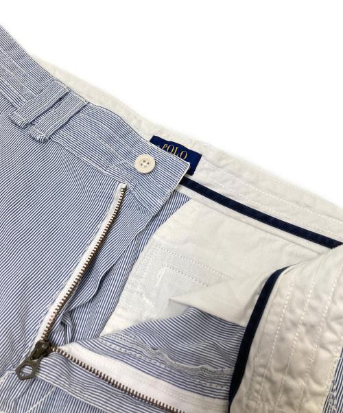 POLO RALPH LAUREN（ポロ・ラルフローレン）POLO RALPH LAUREN (ポロ・ラルフローレン) ストライプハーフカーゴパンツ ブルー サイズ:32の古着・服飾アイテム