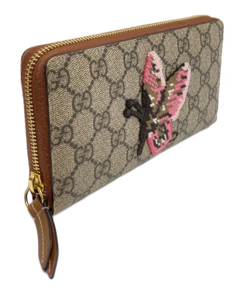 GUCCI（グッチ）GUCCI (グッチ) バタフライ刺繍長財布 ブラウン サイズ:下記参照の古着・服飾アイテム