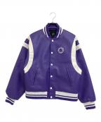 A FEW GOOD KIDSアフューグッドキッズ）の古着「フェイクレザースタジャン」｜パープル×ホワイト