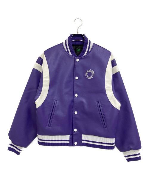 A FEW GOOD KIDS（アフューグッドキッズ）A FEW GOOD KIDS (アフューグッドキッズ) フェイクレザースタジャン パープル×ホワイト サイズ:Lの古着・服飾アイテム