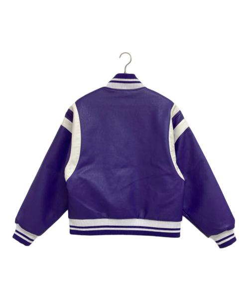 A FEW GOOD KIDS（アフューグッドキッズ）A FEW GOOD KIDS (アフューグッドキッズ) フェイクレザースタジャン パープル×ホワイト サイズ:Lの古着・服飾アイテム