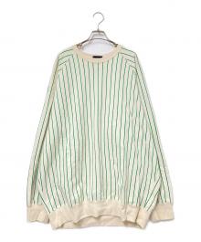 COTTON PAN（コットンパン）の古着「ストライプスウェット」｜ベージュ×グリーン