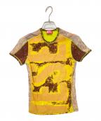 DIESELディーゼル）の古着「総柄プリントカットソー」｜ブラウン×イエロー