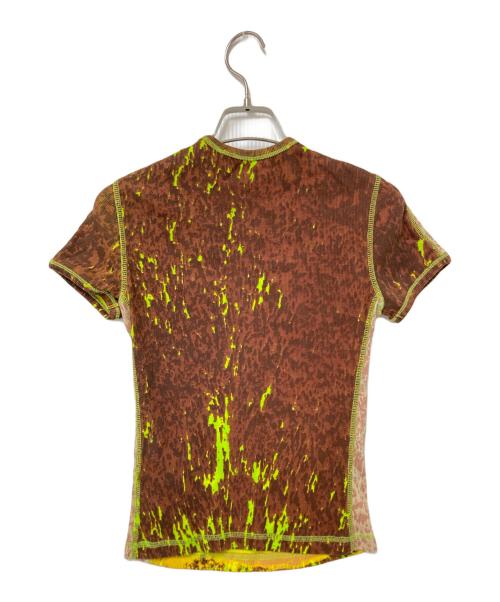 DIESEL（ディーゼル）DIESEL (ディーゼル) 総柄プリントカットソー ブラウン×イエロー サイズ:Sの古着・服飾アイテム