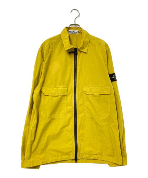 STONE ISLAND（ストーンアイランド）STONE ISLAND (ストーンアイランド) Cotton Zipped Overshirt イエロー サイズ:Lの古着・服飾アイテム