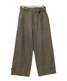 LIDnM（リドム）の古着「WOOL LINEN BELTED PANTS」｜ブラウン