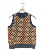 CABANキャバン）の古着「クロスタイルジャカード アメリカンスリーブプルオーバー」｜ブラック×イエロー