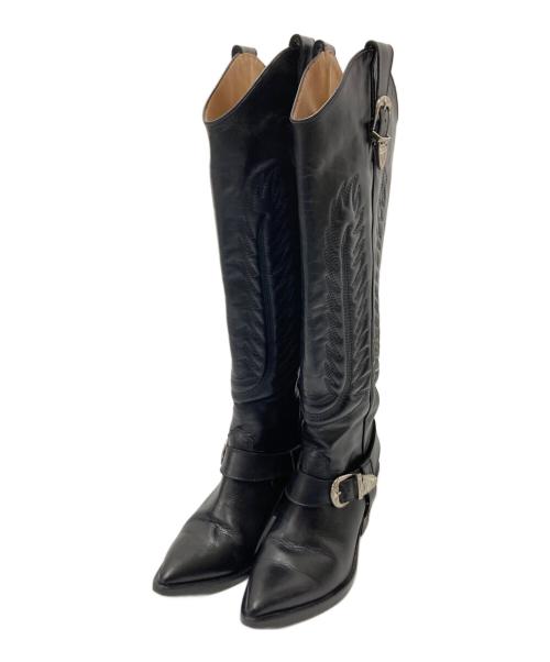 TOGA PULLA（トーガ プルラ）TOGA PULLA (トーガ プルラ) メタルロングウエスタンブーツ ブラック サイズ:37の古着・服飾アイテム