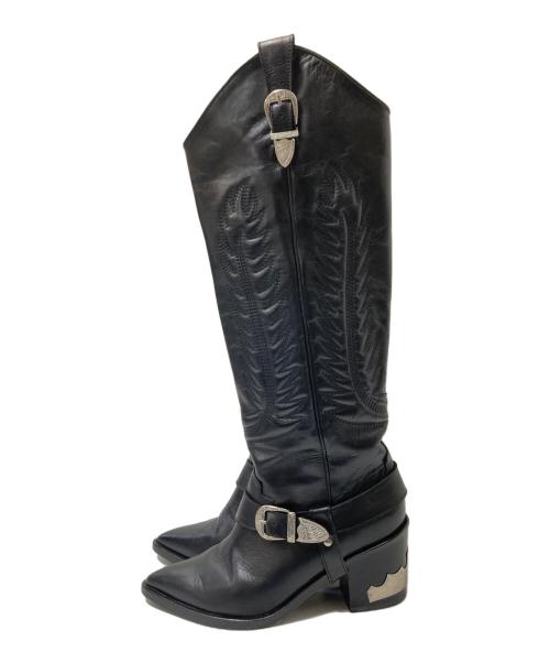 TOGA PULLA（トーガ プルラ）TOGA PULLA (トーガ プルラ) メタルロングウエスタンブーツ ブラック サイズ:37の古着・服飾アイテム