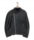 COMOLIコモリ）の古着「ムートンライダースジャケット」｜ブラック