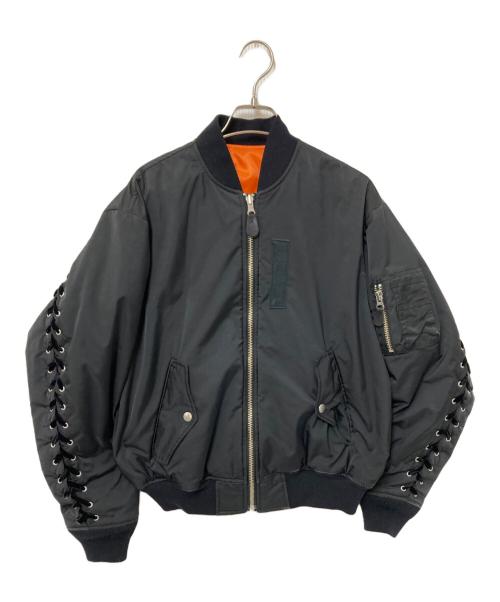 G.V.G.V（ジーヴィージーヴィー）G.V.G.V (ジーヴィージーヴィー) LACE UP MA-1 BLOUSON ブラック サイズ:34の古着・服飾アイテム