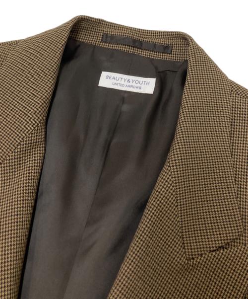 BEAUTY&YOUTH（ビューティーアンドユース）BEAUTY&YOUTH (ビューティーアンドユース) ガンクラブチェックダブルジャケット ブラウン サイズ:Mの古着・服飾アイテム
