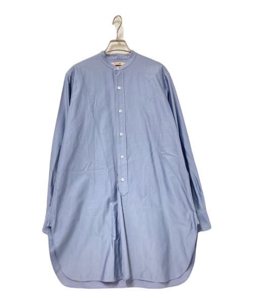 BACCA（バッカ）BACCA (バッカ) コットンバックサテン スタンドカラーロングシャツ ブルー サイズ:36の古着・服飾アイテム