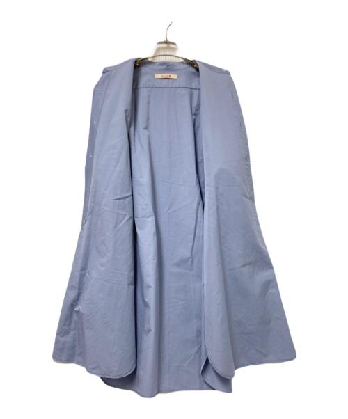 BACCA（バッカ）BACCA (バッカ) コットンバックサテン スタンドカラーロングシャツ ブルー サイズ:36の古着・服飾アイテム