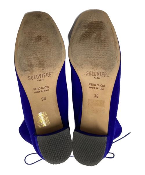 SOLOVIERE（ソロヴィエール）SOLOVIERE (ソロヴィエール) ドレープショートブーツ パープル サイズ:38の古着・服飾アイテム