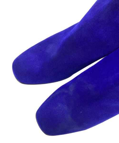 SOLOVIERE（ソロヴィエール）SOLOVIERE (ソロヴィエール) ドレープショートブーツ パープル サイズ:38の古着・服飾アイテム