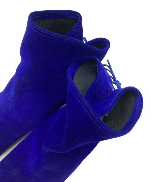 SOLOVIERE（ソロヴィエール）SOLOVIERE (ソロヴィエール) ドレープショートブーツ パープル サイズ:38の古着・服飾アイテム