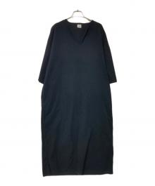 blurhms ROOTSTOCK（ブラームスルーツストック）の古着「キーネックカットソーワンピース」｜ブラック