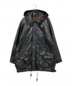 GEMBONYジェムボニー）の古着「フーデッドレザージャケット」｜ブラック