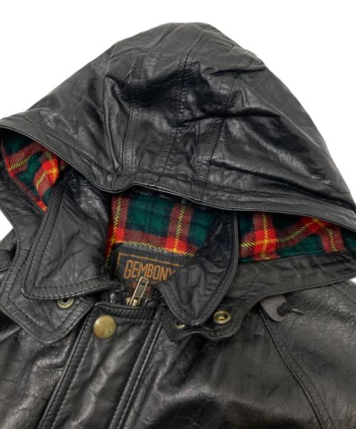GEMBONY（ジェムボニー）GEMBONY (ジェムボニー) フーデッドレザージャケット ブラック サイズ:Lの古着・服飾アイテム
