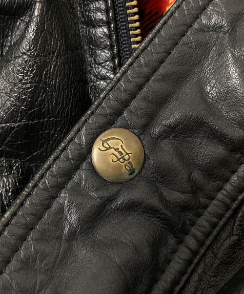 GEMBONY（ジェムボニー）GEMBONY (ジェムボニー) フーデッドレザージャケット ブラック サイズ:Lの古着・服飾アイテム