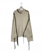 MAISON SPECIALメゾンスペシャル）の古着「鬼ワッフルクレイジーステッチクルーネックニットプルオーバー」｜ベージュ