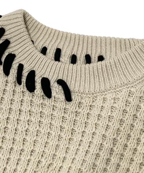 MAISON SPECIAL（メゾンスペシャル）MAISON SPECIAL (メゾンスペシャル) 鬼ワッフルクレイジーステッチクルーネックニットプルオーバー ベージュ サイズ:02の古着・服飾アイテム