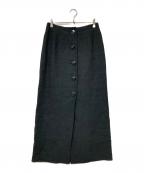 Uhrウーア）の古着「リネン ビッグ ボタンスカート」｜ブラック