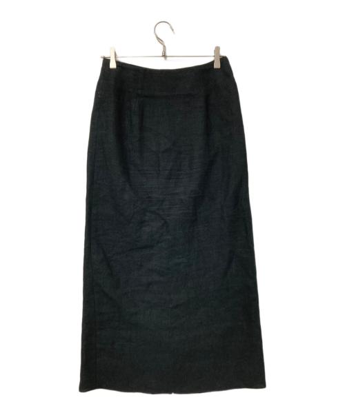 Uhr（ウーア）Uhr (ウーア) リネン ビッグ ボタンスカート ブラック サイズ:36の古着・服飾アイテム