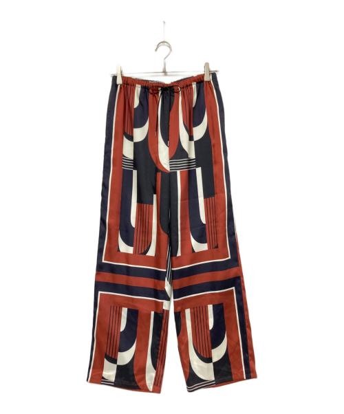 JOURNAL STANDARD（ジャーナルスタンダード）JOURNAL STANDARD (ジャーナルスタンダード) キカスカーフプリントパンツ ネイビー×オレンジ サイズ:38の古着・服飾アイテム