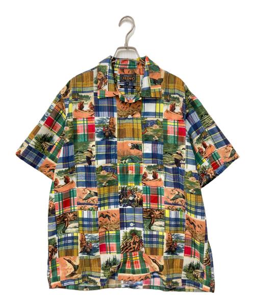 BEAMS PLUS（ビームスプラス）BEAMS PLUS (ビームスプラス) Open Collar Jacquard Mapping Patchwork Like Print マルチカラー サイズ:Lの古着・服飾アイテム