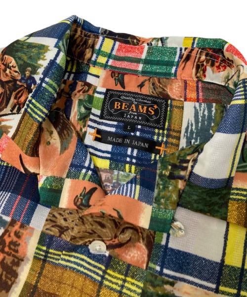 BEAMS PLUS（ビームスプラス）BEAMS PLUS (ビームスプラス) Open Collar Jacquard Mapping Patchwork Like Print マルチカラー サイズ:Lの古着・服飾アイテム
