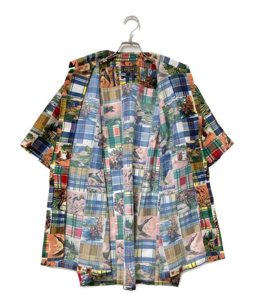 BEAMS PLUS（ビームスプラス）BEAMS PLUS (ビームスプラス) Open Collar Jacquard Mapping Patchwork Like Print マルチカラー サイズ:Lの古着・服飾アイテム