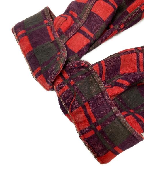 Champion（チャンピオン）Champion (チャンピオン) ヘビーネルシャツ レッド×グリーン サイズ:16の古着・服飾アイテム