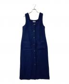SHIPS anyシップスエニィ）の古着「モール ツイード スクエアネック ワンピース」｜ネイビー
