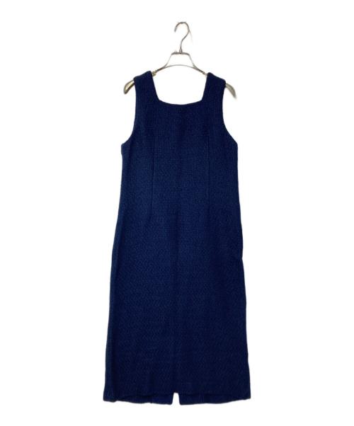 SHIPS any（シップスエニィ）SHIPS any (シップスエニィ) モール ツイード スクエアネック ワンピース ネイビー サイズ:one 未使用品の古着・服飾アイテム