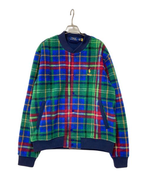 POLO RALPH LAUREN（ポロ・ラルフローレン）POLO RALPH LAUREN (ポロ・ラルフローレン) フリースチェックジャケット グリーン×ブルー サイズ:Mの古着・服飾アイテム