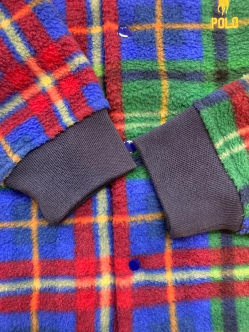 POLO RALPH LAUREN（ポロ・ラルフローレン）POLO RALPH LAUREN (ポロ・ラルフローレン) フリースチェックジャケット グリーン×ブルー サイズ:Mの古着・服飾アイテム