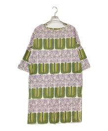 peu pres（プープレ）の古着「総柄ワンピース」｜グリーン×パープル