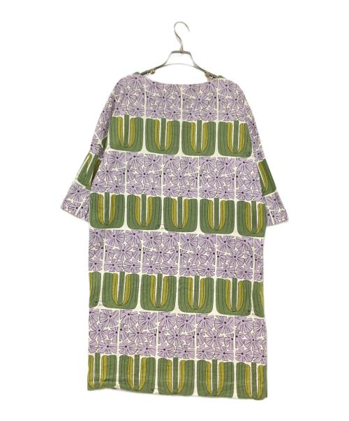 peu pres（プープレ）peu pres (プープレ) 総柄ワンピース グリーン×パープル サイズ:Fの古着・服飾アイテム