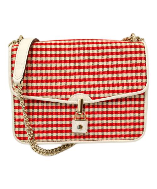 Kate Spade（ケイトスペード）Kate Spade (ケイトスペード) ギンガムチェックショルダーバッグ レッド サイズ:下記参照の古着・服飾アイテム