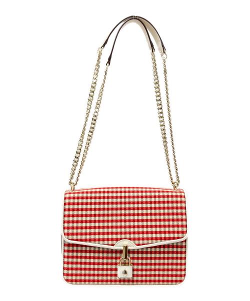 Kate Spade（ケイトスペード）Kate Spade (ケイトスペード) ギンガムチェックショルダーバッグ レッド サイズ:下記参照の古着・服飾アイテム