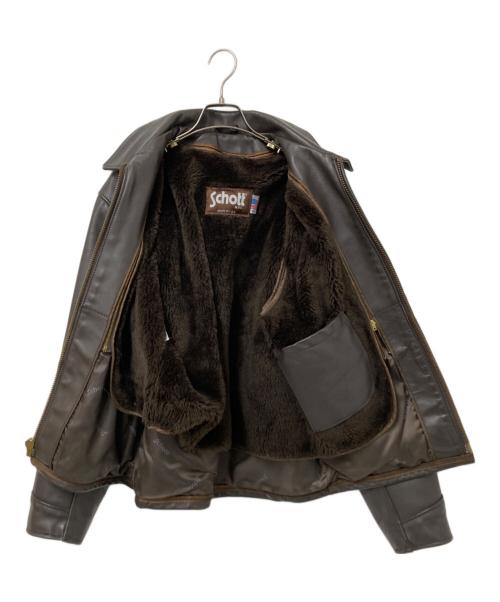 Schott（ショット）Schott (ショット) シングルレザーライダースジャケット ダークブラウン サイズ:42の古着・服飾アイテム