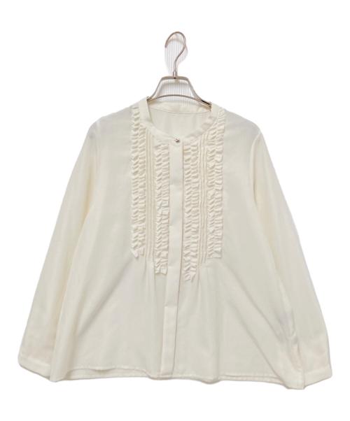 UNTITLED（アンタイトル）UNTITLED (アンタイトル) フリルサテンブラウス ホワイト サイズ:2の古着・服飾アイテム