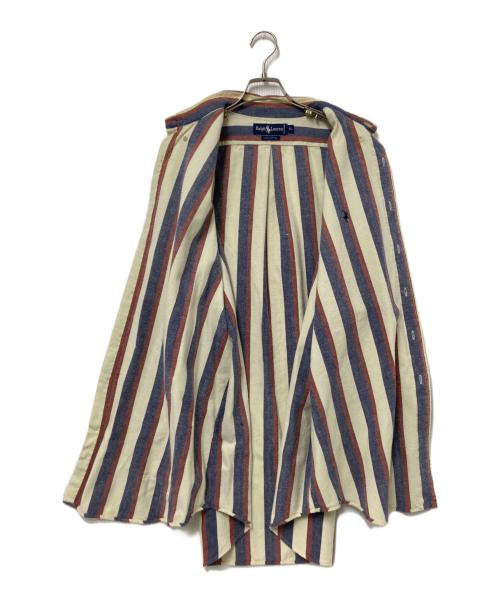 RALPH LAUREN（ラルフローレン）RALPH LAUREN (ラルフローレン) コットンストライプシャツ レッド×アイボリー サイズ:XLの古着・服飾アイテム