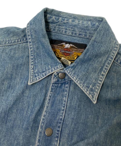 HARLEY-DAVIDSON（ハーレーダビッドソン）HARLEY-DAVIDSON (ハーレーダビッドソン) バックプリントデニムシャツ インディゴ サイズ:Lの古着・服飾アイテム