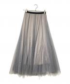 JILL BY JILLSTUARTジル バイ ジルスチュアート）の古着「ボリュームフレアパールチュールスカート」｜グレー×ベージュ